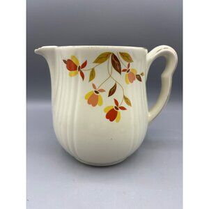 Vtg Halls Jewel  Floral Autumn Leaf Design‎ 6" Tall Pitcher Creamer Ceramic